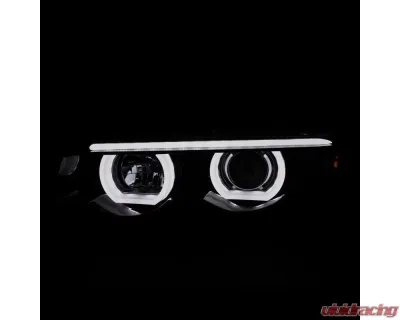 Spec-D Dual Halo Projector Headlights w/ LED Light Bars (Glossy Black Housing/Smoke Lens) BMW E38 1995-2001 - LHP-E3895G-TM