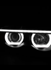 Spec-D LED Bar Dual Halo Projector Headlights (Matte Black Housing/Clear Lens) BMW E38 7-Series 1995-2001                                     - LHP-E3895JM-TM - Image 2