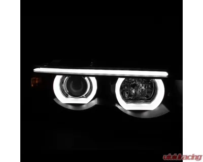 Spec-D LED Bar Dual Halo Projector Headlights (Matte Black Housing/Clear Lens) BMW E38 7-Series 1995-2001 - LHP-E3895JM-TM