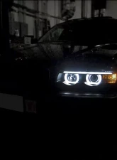 Spec-D LED Bar Dual Halo Projector Headlights (Matte Black Housing/Clear Lens) BMW E38 7-Series 1995-2001                                     - LHP-E3895JM-TM - Image 3