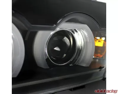 Spec-D LED Bar Dual Halo Projector Headlights (Matte Black Housing/Clear Lens) BMW E38 7-Series 1995-2001 - LHP-E3895JM-TM