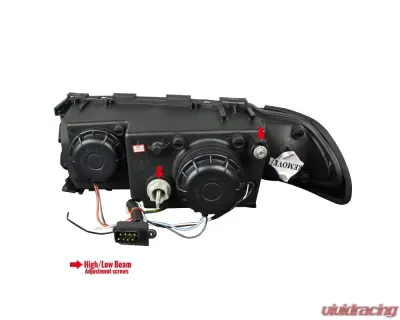 Spec-D LED Bar Dual Halo Projector Headlights (Matte Black Housing/Clear Lens) BMW E38 7-Series 1995-2001 - LHP-E3895JM-TM