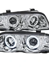 Spec-D Dual Halo Projector Headlights (Chrome Housing/Clear Lens) BMW E46 3-Series 1999-2001                                     - LHP-E46994-TM - Image 10