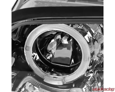 Spec-D Dual Halo Projector Headlights (Chrome Housing/Clear Lens) BMW E46 3-Series 1999-2001 - LHP-E46994-TM