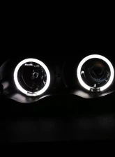 Spec-D Dual Halo Projector Headlights (Matte Black Housing/Clear Lens) BMW E46 3-Series 1999-2001                                     - LHP-E46994JM-TM - Image 2