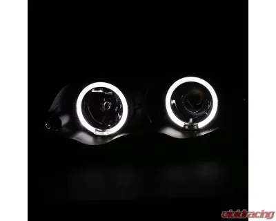 Spec-D Dual Halo Projector Headlights (Matte Black Housing/Clear Lens) BMW E46 3-Series 1999-2001 - LHP-E46994JM-TM