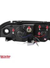 Spec-D Dual Halo Projector Headlights (Matte Black Housing/Clear Lens) BMW E46 3-Series 1999-2001                                     - LHP-E46994JM-TM - Image 8