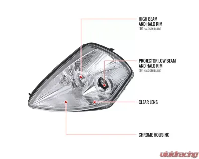 Spec-D Dual Halo Projector Headlights (Chrome Housing/Clear Lens) Mitsubishi Eclipse 2000-2005 - LHP-ELP00-ABM