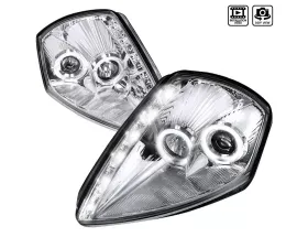 Spec-D Dual Halo Projector Headlights w/ LED Light Strip (Chrome Housing/Clear Lens) Mitsubishi Eclipse 2000-2005