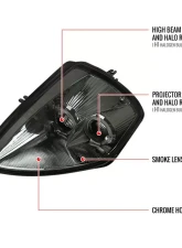Spec-D Dual Halo Projector Headlights (Chrome Housing/Smoke Lens) Mitsubishi Eclipse 2000-2005                                     - LHP-ELP00G-ABM - Image 9