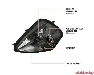 Spec-D Dual Halo Projector Headlights (Chrome Housing/Smoke Lens) Mitsubishi Eclipse 2000-2005 - LHP-ELP00G-ABM