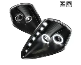 Spec-D Dual Halo Projector Headlights w/ LED Light Strip (Matte Black Housing/Clear Lens) Mitsubishi Eclipse 2000-2005