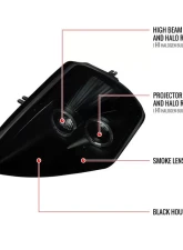 Spec-D Dual Halo Projector Headlights (Black Housing/Smoke Lens) Mitsubishi Eclipse 2000-2005                                     - LHP-ELP00SM-ABM - Image 9