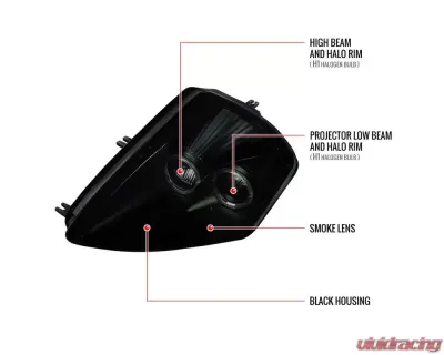Spec-D Dual Halo Projector Headlights (Black Housing/Smoke Lens) Mitsubishi Eclipse 2000-2005 - LHP-ELP00SM-ABM