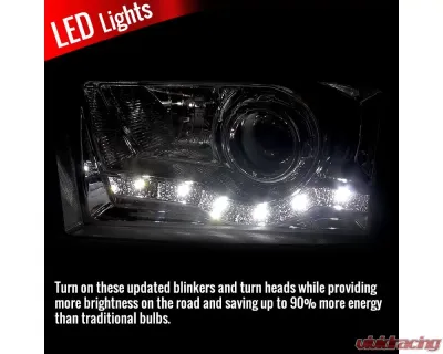 Spec-D Projector Headlights w/ SMD LED Light Strip (Chrome Housing/Clear Lens) Ford F-Series | Excursion 1999-2004 - LHP-F25099-RS
