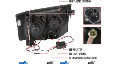 Spec-D Projector Headlights w/ SMD LED Light Strip (Chrome Housing/Clear Lens) Ford F-Series | Excursion 1999-2004                                     - LHP-F25099-RS - Image 10