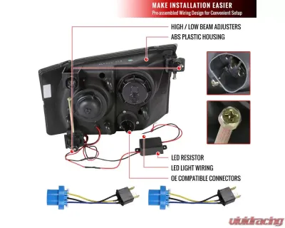 Spec-D Projector Headlights w/ SMD LED Light Strip (Chrome Housing/Clear Lens) Ford F-Series | Excursion 1999-2004 - LHP-F25099-RS