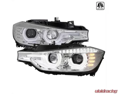 Spec-D Dual U-Bar Projector Headlights w/ LED Turn Signal Lights (Chrome Housing/Clear Lens) BMW F30 3-Series 2012-2015 - LHP-F3012-TM