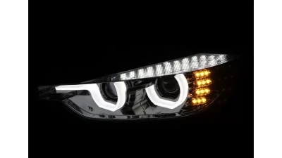 Spec-D Dual U-Bar Projector Headlights w/ LED Turn Signal Lights (Chrome Housing/Clear Lens) BMW F30 3-Series 2012-2015                                     - LHP-F3012-TM - Image 2