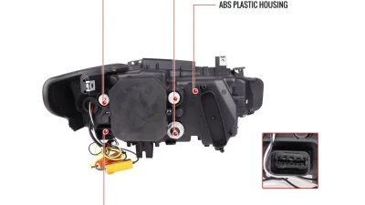 Spec-D Dual U-Bar Projector Headlights w/ LED Turn Signal Lights (Chrome Housing/Clear Lens) BMW F30 3-Series 2012-2015                                     - LHP-F3012-TM - Image 9