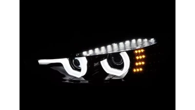 Spec-D Dual LED U-Bar Projector HID-Compatible Headlights w/ LED Turn Signal Lights (Glossy Black Housing/Smoked Lens) BMW F30 3-Series 2012-2015                                     - LHP-F3012G-HD-TM - Image 2