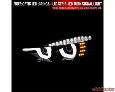 Spec-D Dual LED U-Bar Projector HID-Compatible Headlights w/ LED Turn Signal Lights (Glossy Black Housing/Smoked Lens) BMW F30 3-Series 2012-2015 - LHP-F3012G-HD-TM