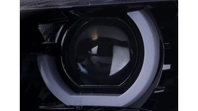 Spec-D Dual LED U-Bar Projector HID-Compatible Headlights w/ LED Turn Signal Lights (Glossy Black Housing/Smoked Lens) BMW F30 3-Series 2012-2015                                     - LHP-F3012G-HD-TM - Image 3