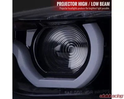 Spec-D Dual LED U-Bar Projector HID-Compatible Headlights w/ LED Turn Signal Lights (Glossy Black Housing/Smoked Lens) BMW F30 3-Series 2012-2015 - LHP-F3012G-HD-TM