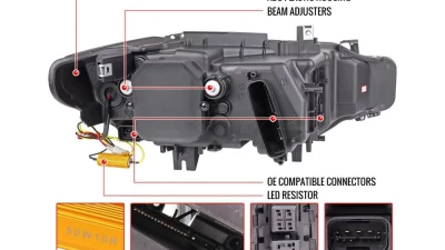 Spec-D Dual LED U-Bar Projector HID-Compatible Headlights w/ LED Turn Signal Lights (Glossy Black Housing/Smoked Lens) BMW F30 3-Series 2012-2015                                     - LHP-F3012G-HD-TM - Image 8