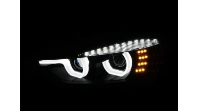 Spec-D Dual U-Bar Projector Headlights w/ LED Turn Signal Lights (Matte Black Housing/Clear Lens) BMW F30 3-Series 2012-2015                                     - LHP-F3012JM-TM - Image 2