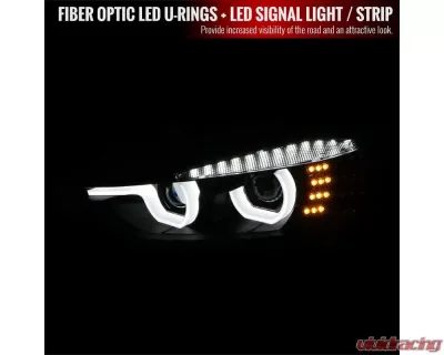 Spec-D Dual U-Bar Projector Headlights w/ LED Turn Signal Lights (Matte Black Housing/Clear Lens) BMW F30 3-Series 2012-2015 - LHP-F3012JM-TM