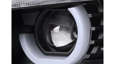 Spec-D Dual U-Bar Projector Headlights w/ LED Turn Signal Lights (Matte Black Housing/Clear Lens) BMW F30 3-Series 2012-2015                                     - LHP-F3012JM-TM - Image 3