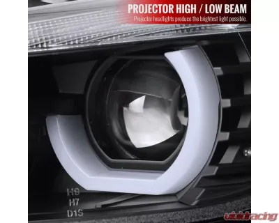 Spec-D Dual U-Bar Projector Headlights w/ LED Turn Signal Lights (Matte Black Housing/Clear Lens) BMW F30 3-Series 2012-2015 - LHP-F3012JM-TM