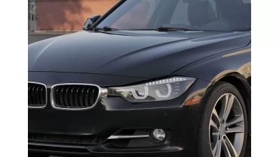 Spec-D Dual U-Bar Projector Headlights w/ LED Turn Signal Lights (Matte Black Housing/Clear Lens) BMW F30 3-Series 2012-2015                                     - LHP-F3012JM-TM - Image 10