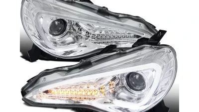 Spec-D Projector Headlights w/ LED Strip & Turn Signal Lights (Chrome Housing/Clear Lens) Scion FR-S | Toyota GT86 2012-2017                                     - LHP-FRS12-TM - Image 10