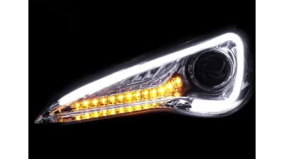 Spec-D Projector Headlights w/ LED Strip & Turn Signal Lights (Chrome Housing/Clear Lens) Scion FR-S | Toyota GT86 2012-2017                                     - LHP-FRS12-TM - Image 2