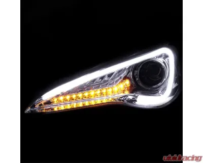 Spec-D Projector Headlights w/ LED Strip & Turn Signal Lights (Chrome Housing/Clear Lens) Scion | Toyota 2012-2017 - LHP-FRS12-TM