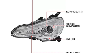 Spec-D Projector Headlights w/ LED Strip & Turn Signal Lights (Chrome Housing/Clear Lens) Scion FR-S | Toyota GT86 2012-2017                                     - LHP-FRS12-TM - Image 10