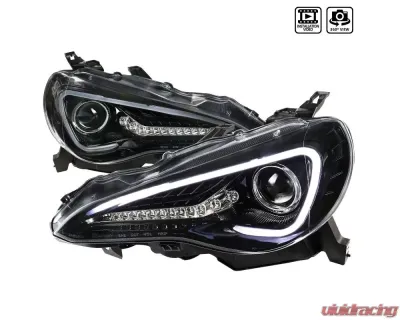 Spec-D Projector Headlights w/ LED Bar & Sequential Turn Signal Lights (Jet Black Housing/Clear Lens) Scion | Toyota 2012-2017 - LHP-FRS12BK-SQ-TM