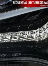 Spec-D Projector Headlights w/ LED Bar & Sequential Turn Signal Lights (Jet Black Housing/Clear Lens) Scion | Toyota 2012-2017                                     - LHP-FRS12BK-SQ-TM - Image 6
