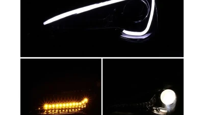 Spec-D LED Bar Projector Headlights w/ LED Turn Signal Lights (Jet Black Housing/Clear Lens) Scion FR-S | Toyota GT86 2012-2017                                     - LHP-FRS12BK-TM - Image 2