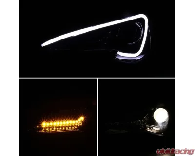 Spec-D Projector Headlights w/ LED Bar & Turn Signal Lights (Jet Black Housing/Clear Lens) Scion | Toyota 2012-2017 - LHP-FRS12BK-TM