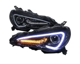 Spec-D Projector Headlights w/ Bright White LED Bars (Glossy Black Housing/Smoke Lens) Scion | Toyota 2012-2017