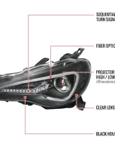 Spec-D Projector Headlights w/ LED Light Bar & Sequential Turn Signal Lights (Matte Black Housing/Clear Lens) Scion | Toyota 2012-2017                                     - LHP-FRS12JM-SQ-TM - Image 10