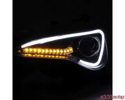 Spec-D Projector Headlights w/ LED Bar & Turn Signal Lights (Matte Black Housing/Clear Lens) Scion | Toyota 2012-2017 - LHP-FRS12JM-TM