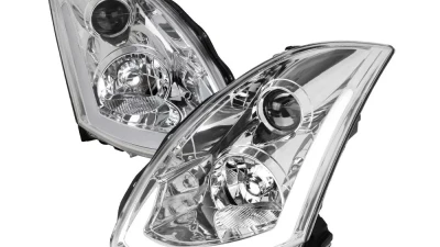 Spec-D LED Bar Projector Headlights w/ Sequential Turn Signals (Chrome Housing/Clear Lens) Infiniti G35 2003-2007                                     - LHP-G35032-SQ-RS - Image 10