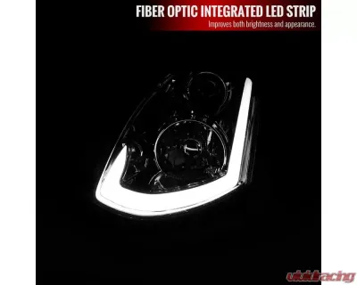 Spec-D Projector Headlights w/ LED Light Bar & Sequential Turn Signal Lights (Chrome Housing/Clear Lens) Infiniti G35 2003-2007 - LHP-G35032-SQ-RS