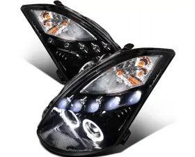 Spec-D Dual Halo Projector Headlights w/ LED Accent Lights (Glossy Black Housing/Smoke Lens) Infiniti G35 2003-2007
