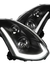 Spec-D Projector Headlights w/ LED Light Bar & Sequential Turn Signals (Matte Black Housing/Clear Lens) Infiniti G35 2003-2007                                     - LHP-G35032JM-SQ-RS - Image 10