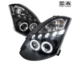 Spec-D Dual Halo Projector Headlights w/ LED Accent Lights (Matte Black Housing/Clear Lens) Infiniti G35 2003-2007